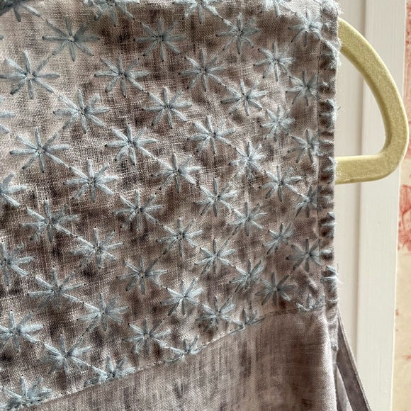 Light blue linen dress with beautiful accents. Size L. - Picture 4 of 5